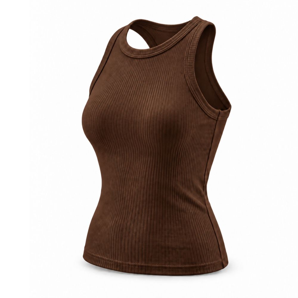 Ribbed Cotton Built-in Bra Tank