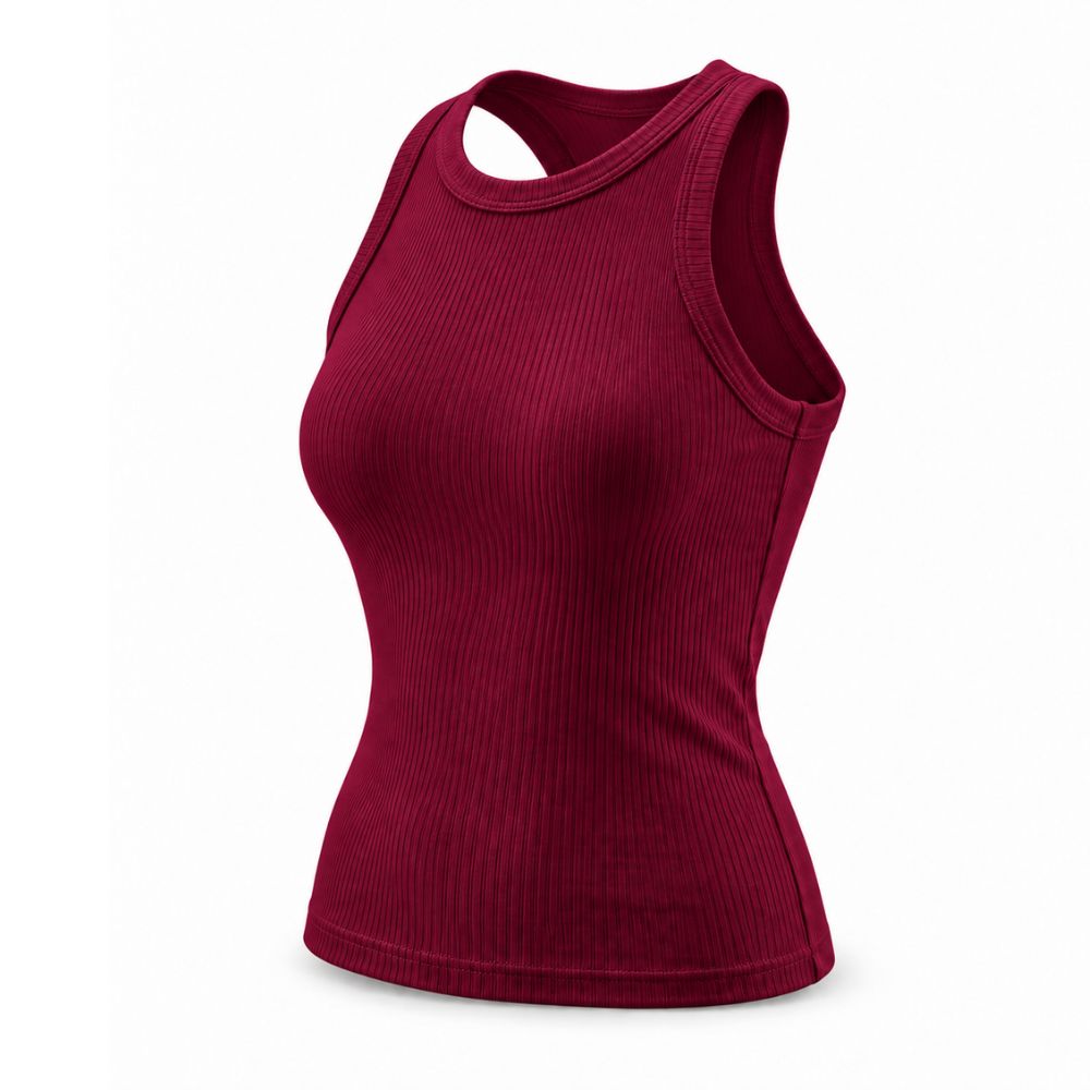 Ribbed Cotton Built-in Bra Tank